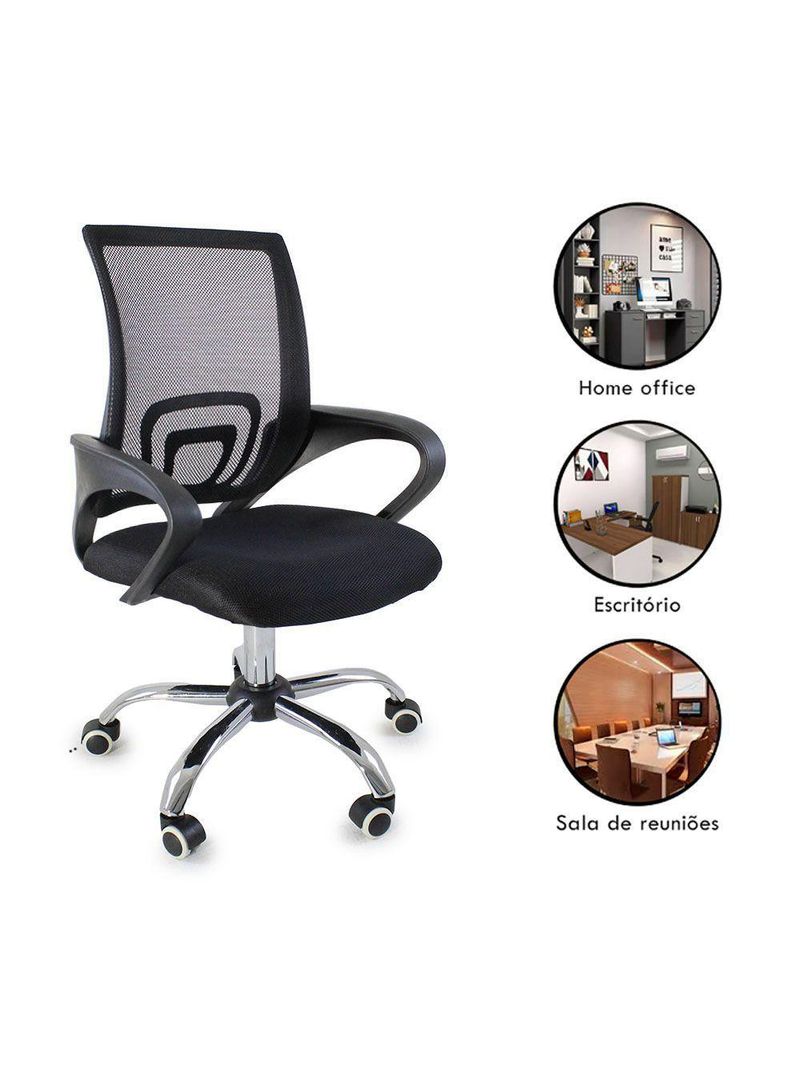 Cadeira De Escritório Begonia Tela Mesh Ergonômica Giratória Preto