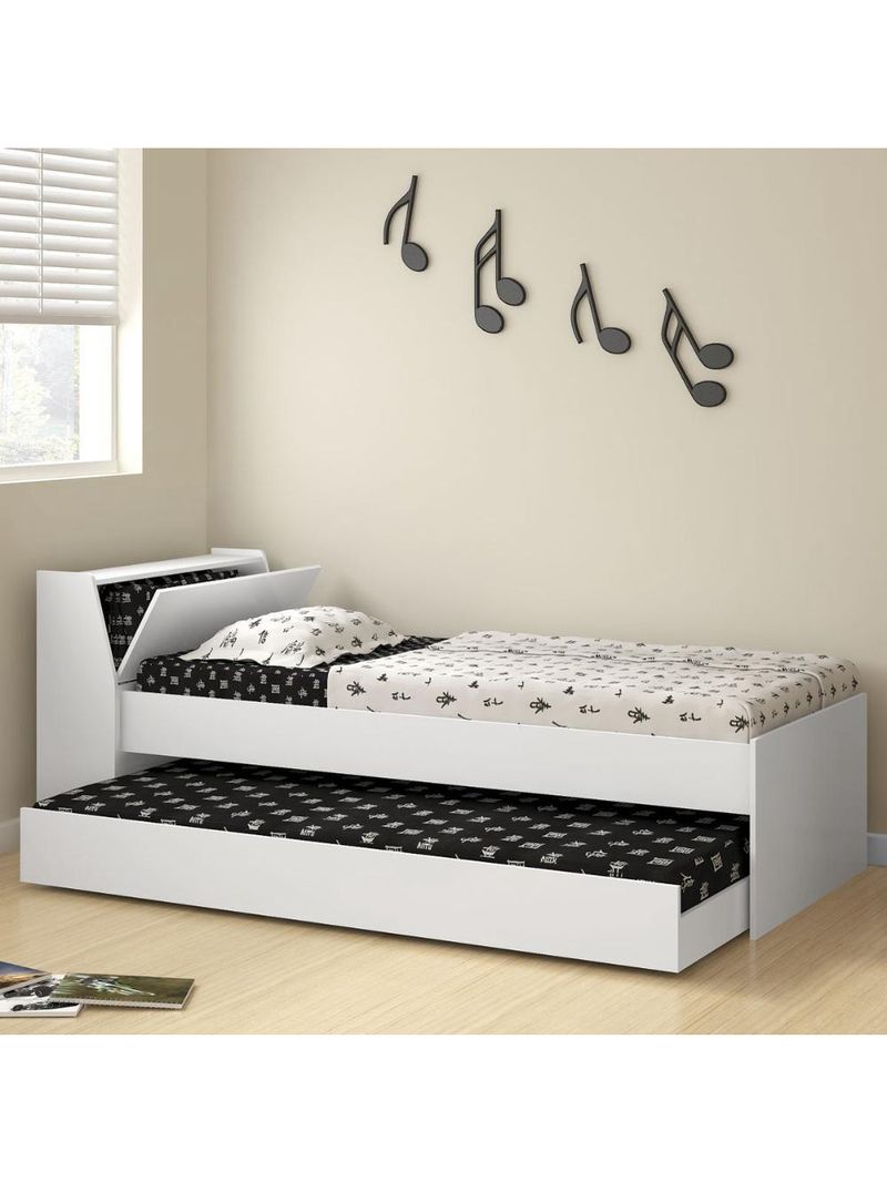 Cama Solteiro Bicama BB-28 Branco Ditália