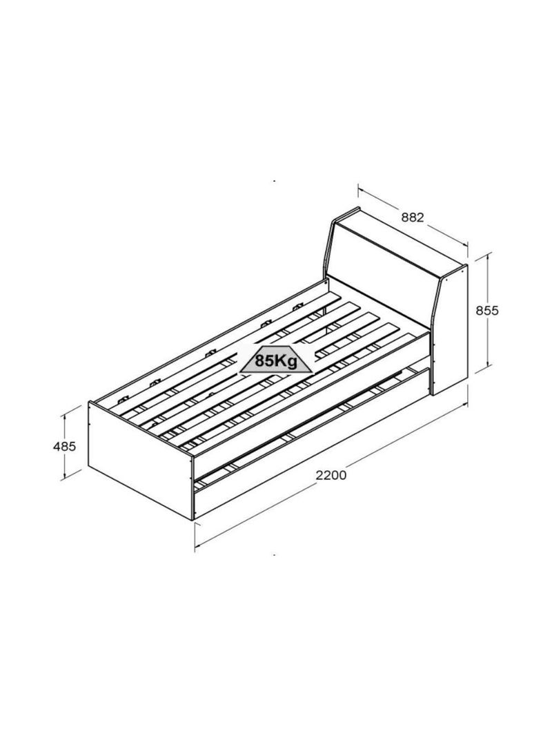 Cama Solteiro Bicama BB-28 Branco Ditália