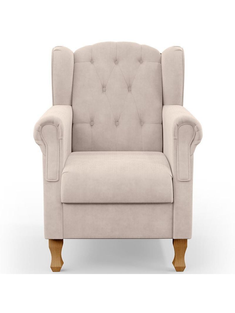 Poltrona Yara P02 Com Puff Paris Luis Xv Suede Bege