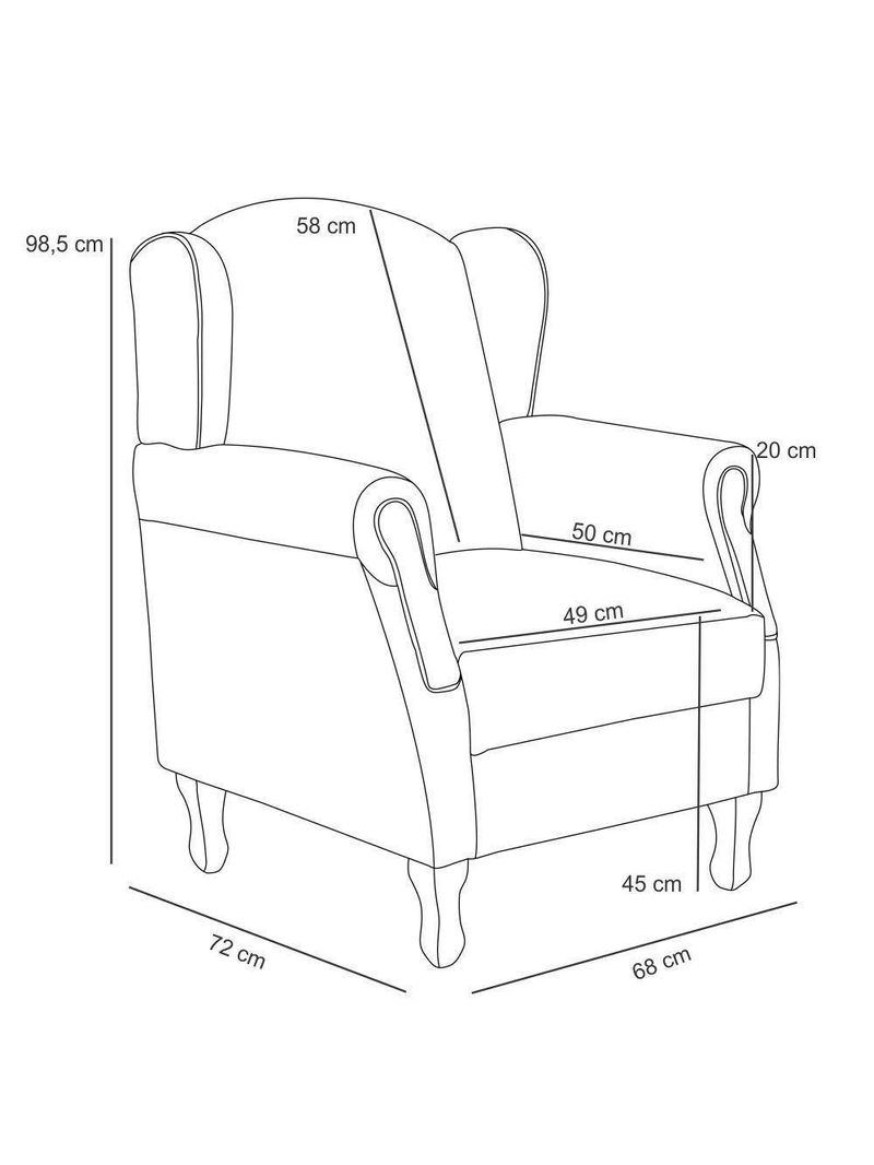Poltrona Yara P02 Com Puff Paris Luis Xv Suede Bege