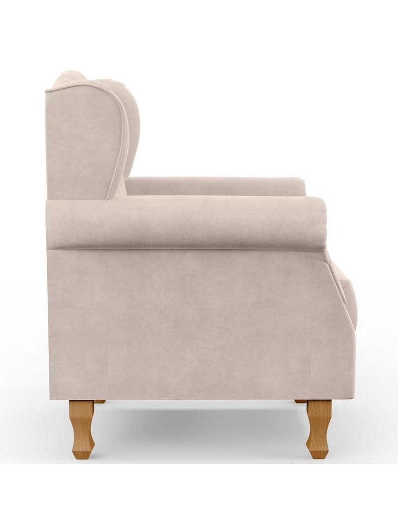 Poltrona Yara P02 Com Puff Paris Luis Xv Suede Bege