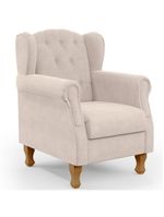 Poltrona Yara P02 Com Puff Paris Luis Xv Suede Bege