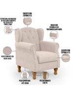 Poltrona Yara P02 Com Puff Paris Luis Xv Suede Bege