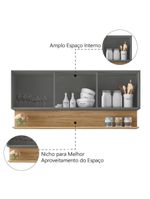 Armário Aéreo de Cozinha 3 Portas com Nicho 1,50m Line – Kit's Paraná – Madeirado / Grafite