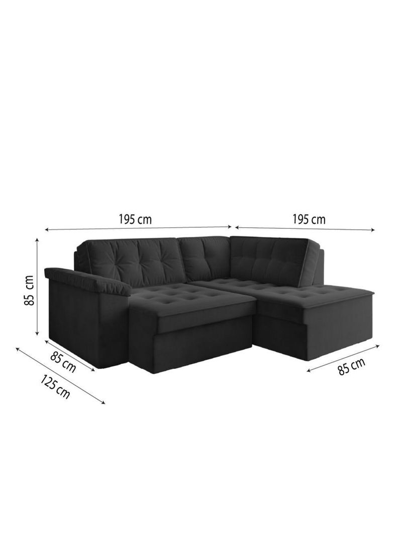 Sofá De Canto Retrátil 5 Lugares Grécia Cinza Suede