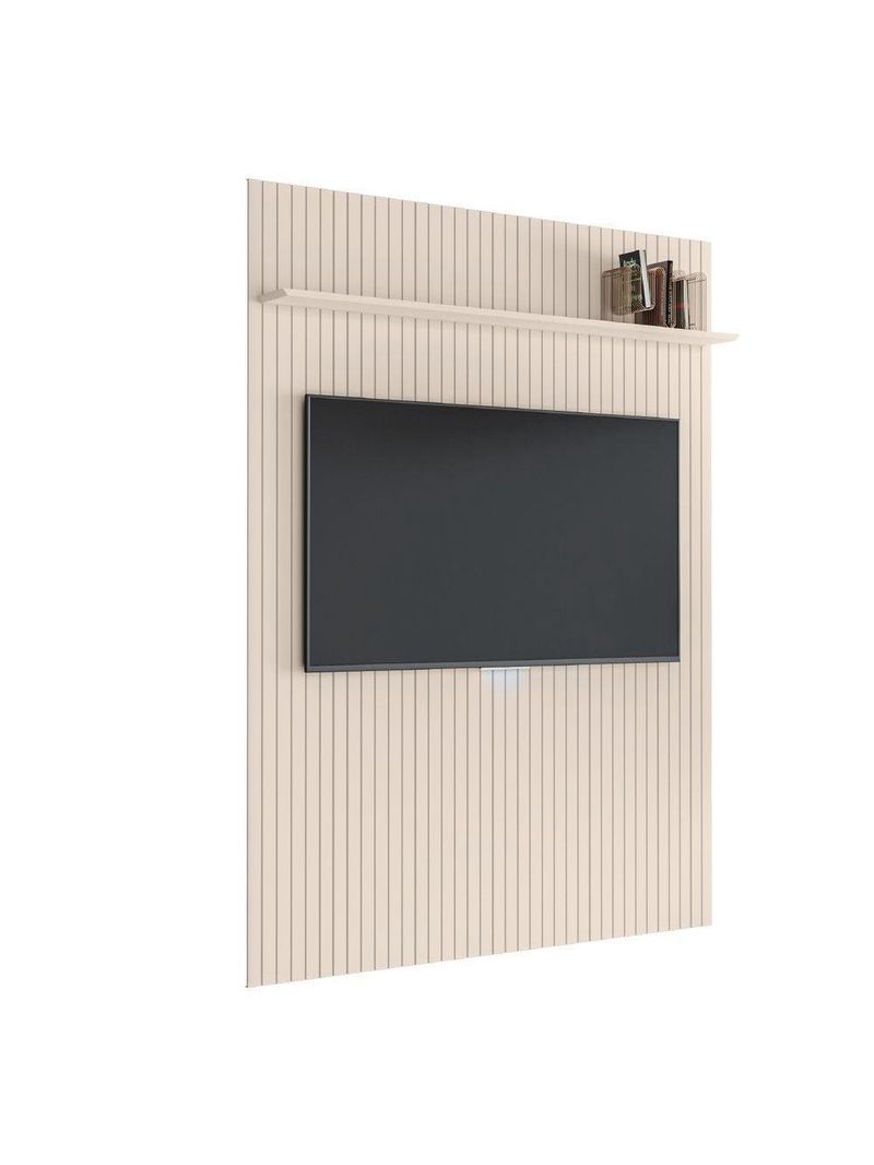 Painel Para TV Até 70 Polegadas 1,80x2,40m Ripado Com Prateleira Arbo Off White EDN