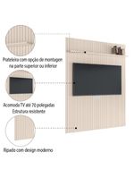 Painel Para TV Até 70 Polegadas 1,80x2,40m Ripado Com Prateleira Arbo Off White EDN