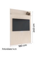 Painel Para TV Até 70 Polegadas 1,80x2,40m Ripado Com Prateleira Arbo Off White EDN