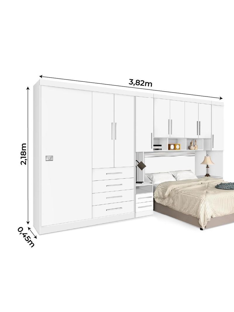 Guarda-Roupas Modulado Georgia JA Branco Para Cama Box 1,38m Casal