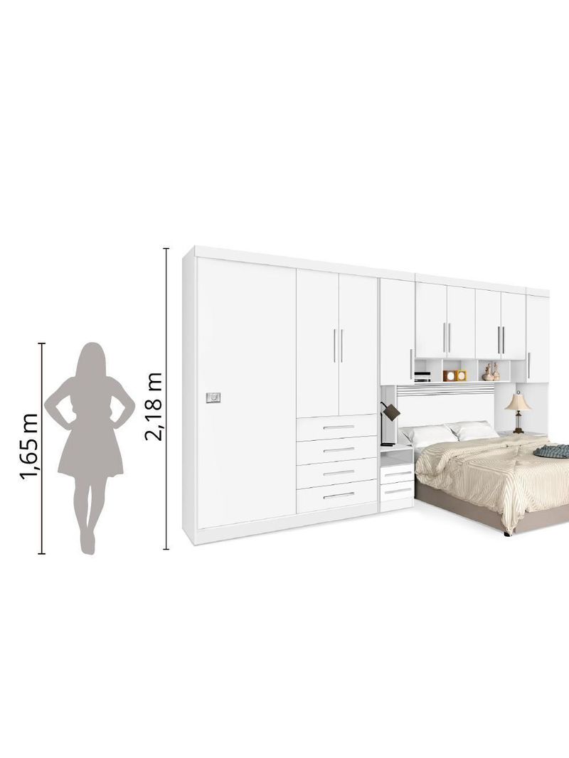 Guarda-Roupas Modulado Georgia JA Branco Para Cama Box 1,38m Casal