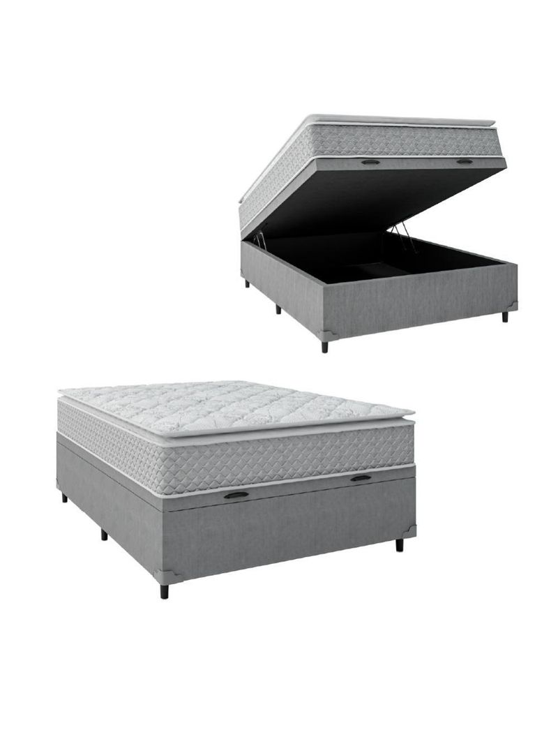 Cama Box Baú Casal Colchão Molas Pillow Top 138X188X74Cm