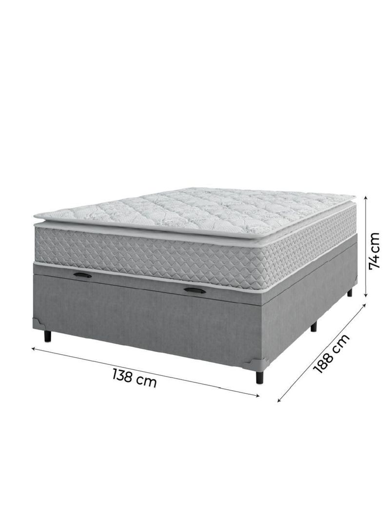 Cama Box Baú Casal Colchão Molas Pillow Top 138X188X74Cm