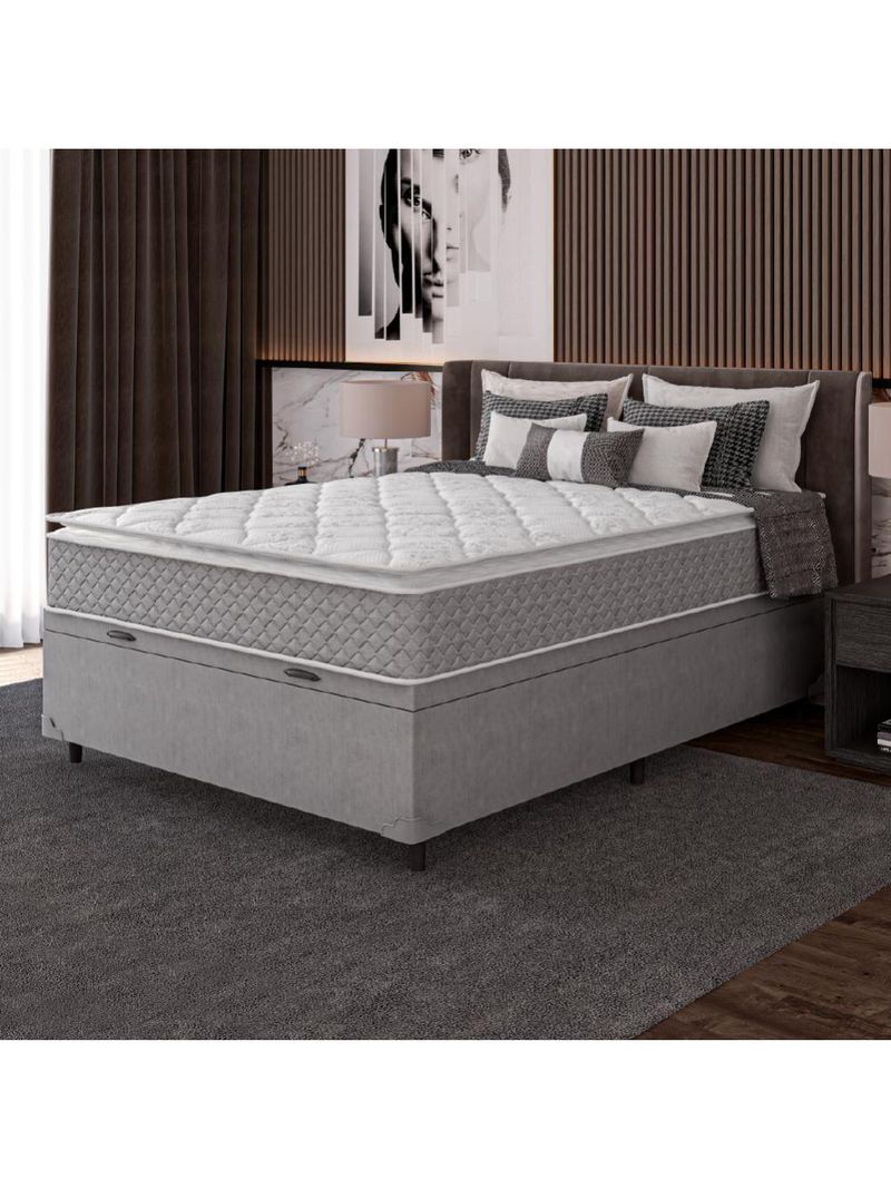 Cama Box Baú Casal Colchão Molas Pillow Top 138X188X74Cm