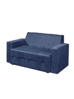 Sofá-cama 2 Lugares Pratik 5000 Mamflex Azul Suede Amassado