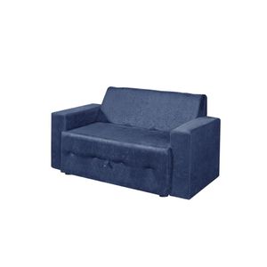 Sofá-cama 2 Lugares Pratik 5000 Mamflex Azul Suede Amassado