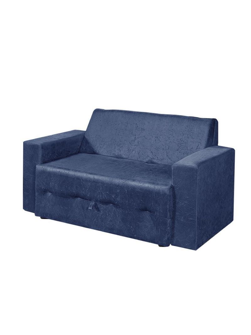 Sofá-cama 2 Lugares Pratik 5000 Mamflex Azul Suede Amassado