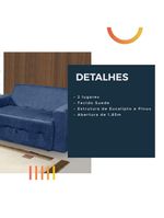 Sofá-cama 2 Lugares Pratik 5000 Mamflex Azul Suede Amassado