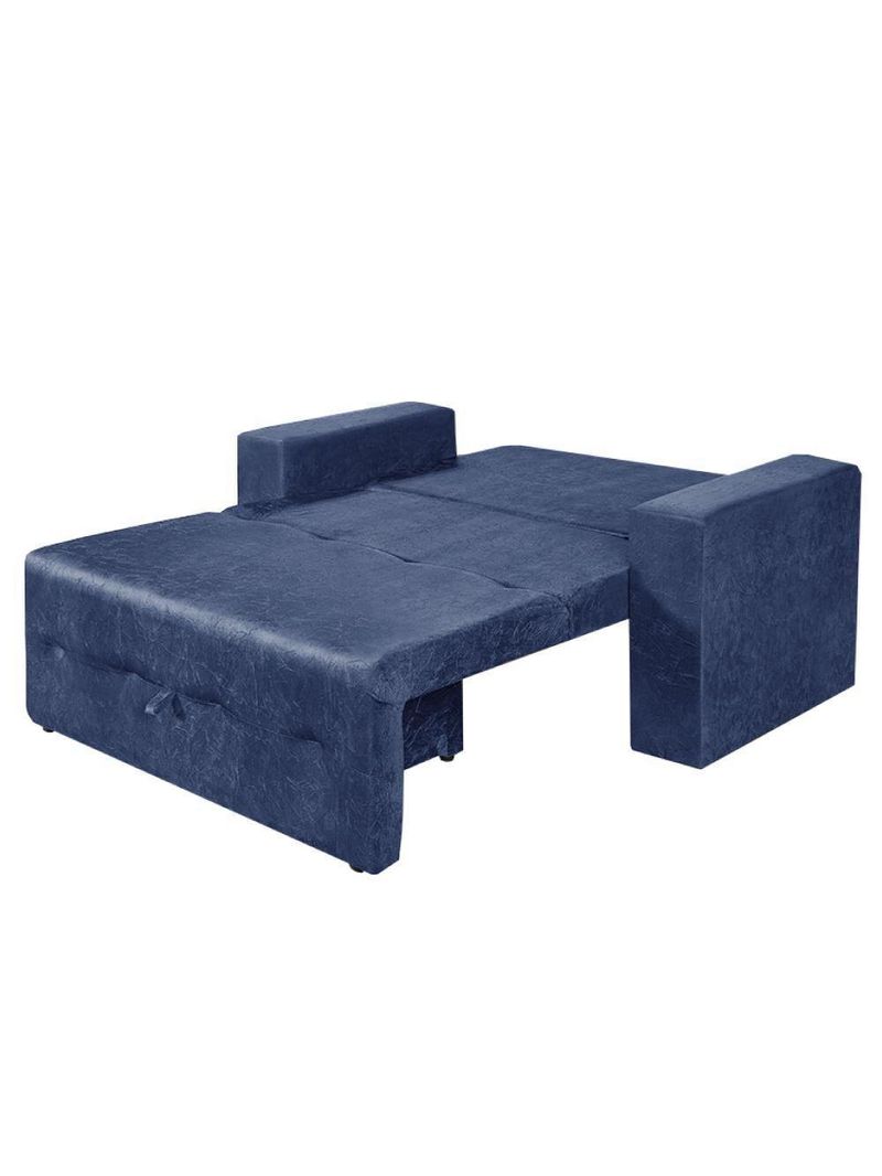 Sofá-cama 2 Lugares Pratik 5000 Mamflex Azul Suede Amassado