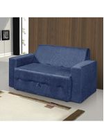 Sofá-cama 2 Lugares Pratik 5000 Mamflex Azul Suede Amassado