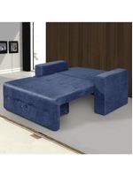 Sofá-cama 2 Lugares Pratik 5000 Mamflex Azul Suede Amassado