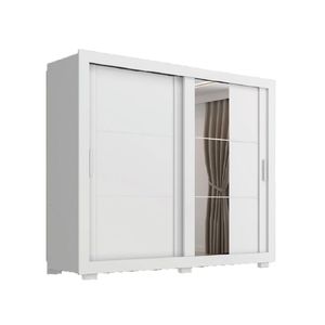Guarda Roupas Casal com Espelho 2 Portas de Correr 4 Gavetas Titanium Zanzini Branco