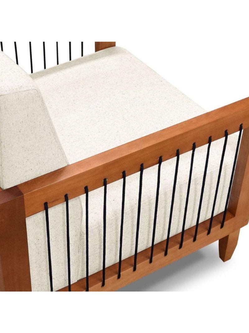 Poltrona Decorativa Lorena – Sala de Estar, Recepção, Escritório | Linho Rústico Natural