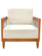 Poltrona Decorativa Lorena – Sala de Estar, Recepção, Escritório | Linho Rústico Natural