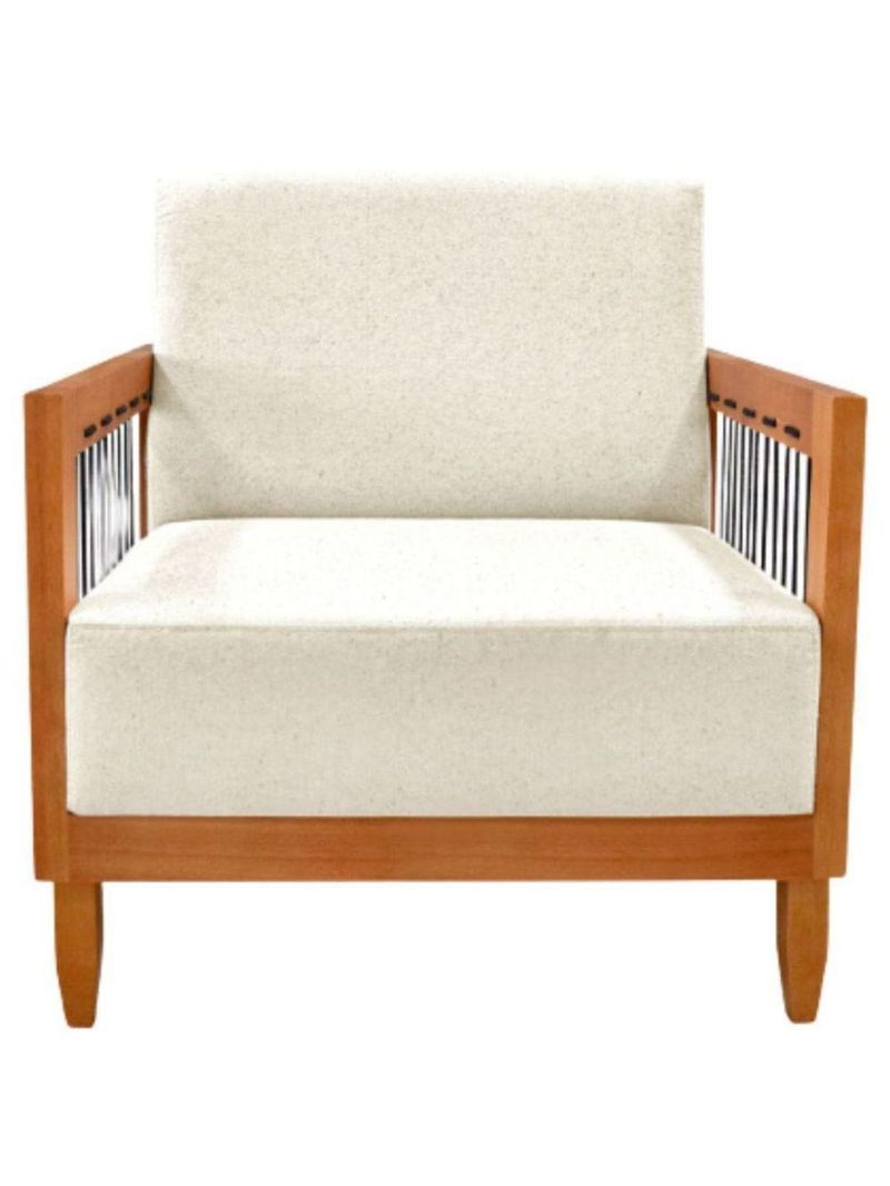 Poltrona Decorativa Lorena – Sala de Estar, Recepção, Escritório | Linho Rústico Natural