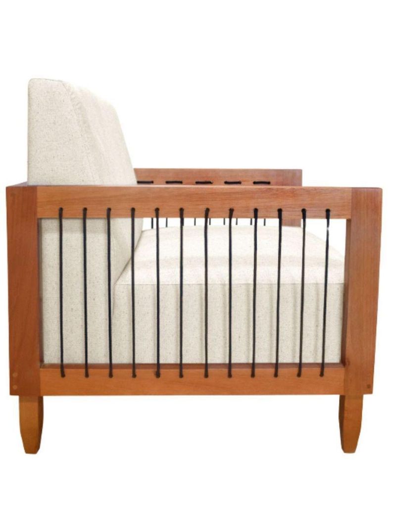 Poltrona Decorativa Lorena – Sala de Estar, Recepção, Escritório | Linho Rústico Natural