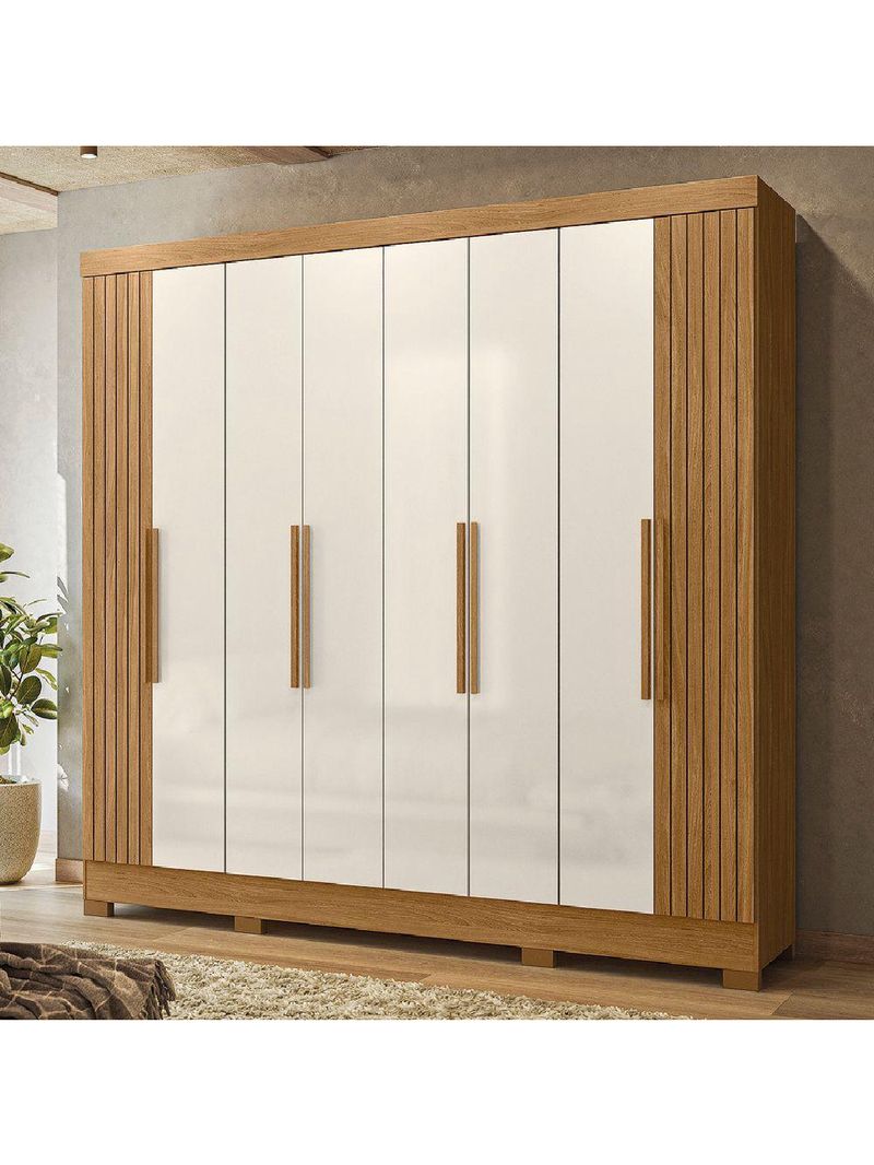 Guarda Roupas Casal Ripado 8 Portas 4 Gavetas Diamante Moval Freijo Off