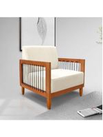 Poltrona Decorativa Lorena – Sala de Estar, Recepção, Escritório | Linho Rústico Natural