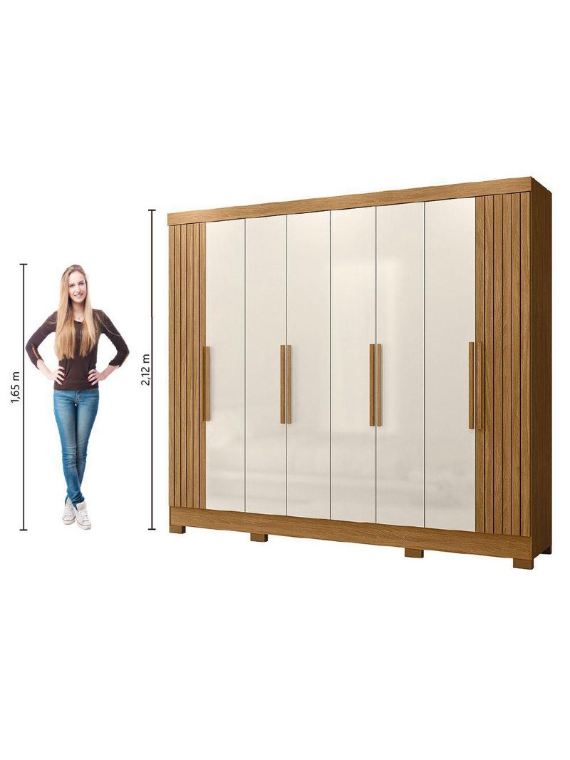 Guarda Roupas Casal Ripado 8 Portas 4 Gavetas Diamante Moval Freijo Off