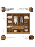 Guarda Roupas Casal Ripado 8 Portas 4 Gavetas Diamante Moval Freijo Off