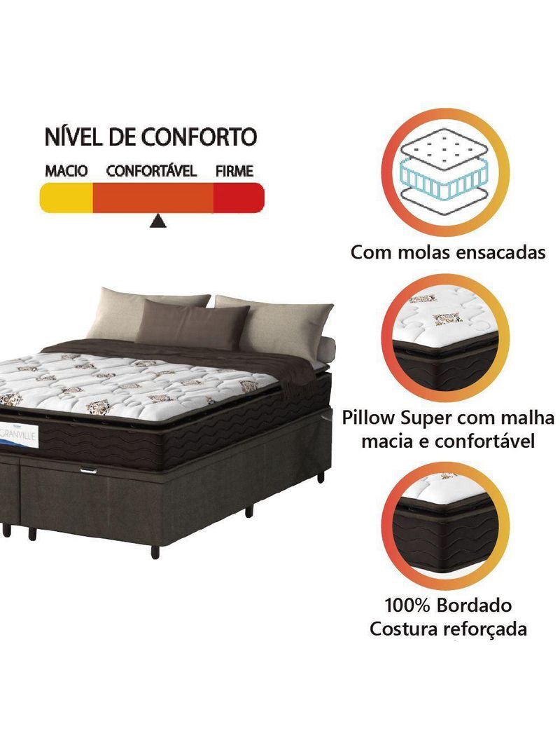 Cama Box Baú Colchão Queen Probel Molas Granville