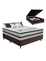 Cama Box Baú Casal 1,38m Colchão Molas Ensacadas 30cm Love Story 138x188x71cm única