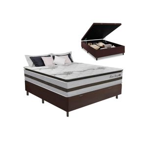 Cama Box Baú Casal 1,38m Colchão Molas Ensacadas 30cm Love Story 138x188x71cm única