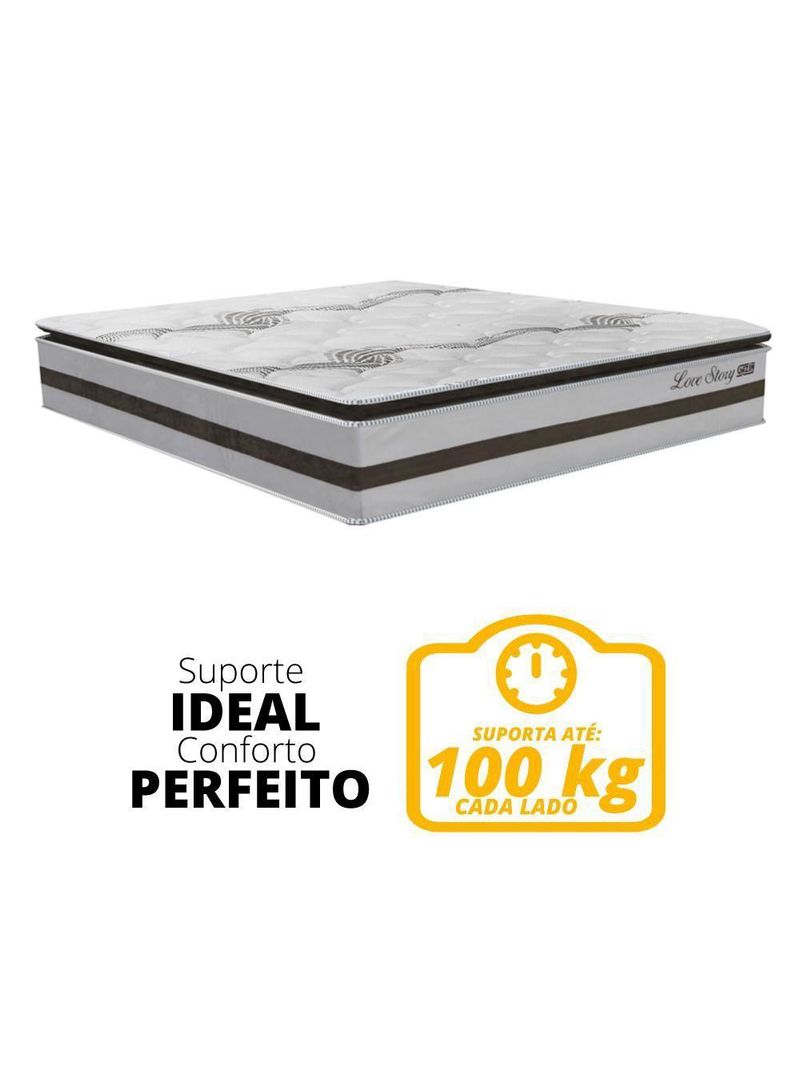Cama Box Baú Casal 1,38m Colchão Molas Ensacadas 30cm Love Story 138x188x71cm única