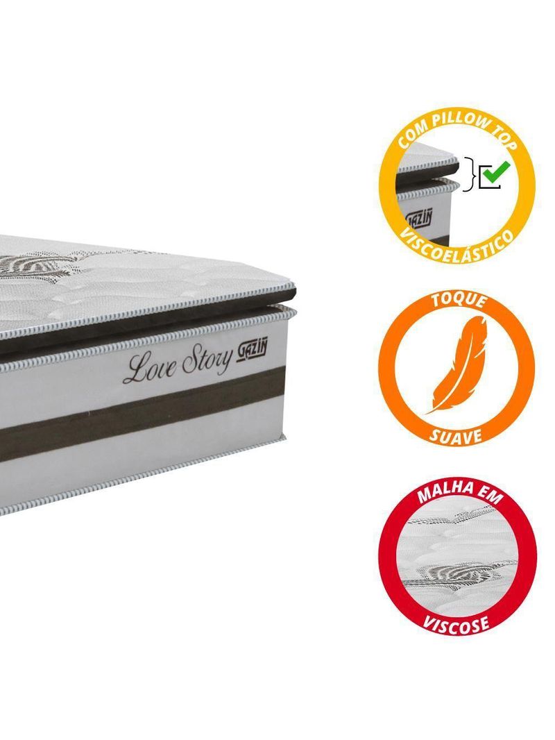 Cama Box Baú Casal 1,38m Colchão Molas Ensacadas 30cm Love Story 138x188x71cm única