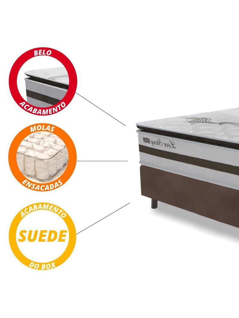 Cama Box Baú Casal 1,38m Colchão Molas Ensacadas 30cm Love Story 138x188x71cm única