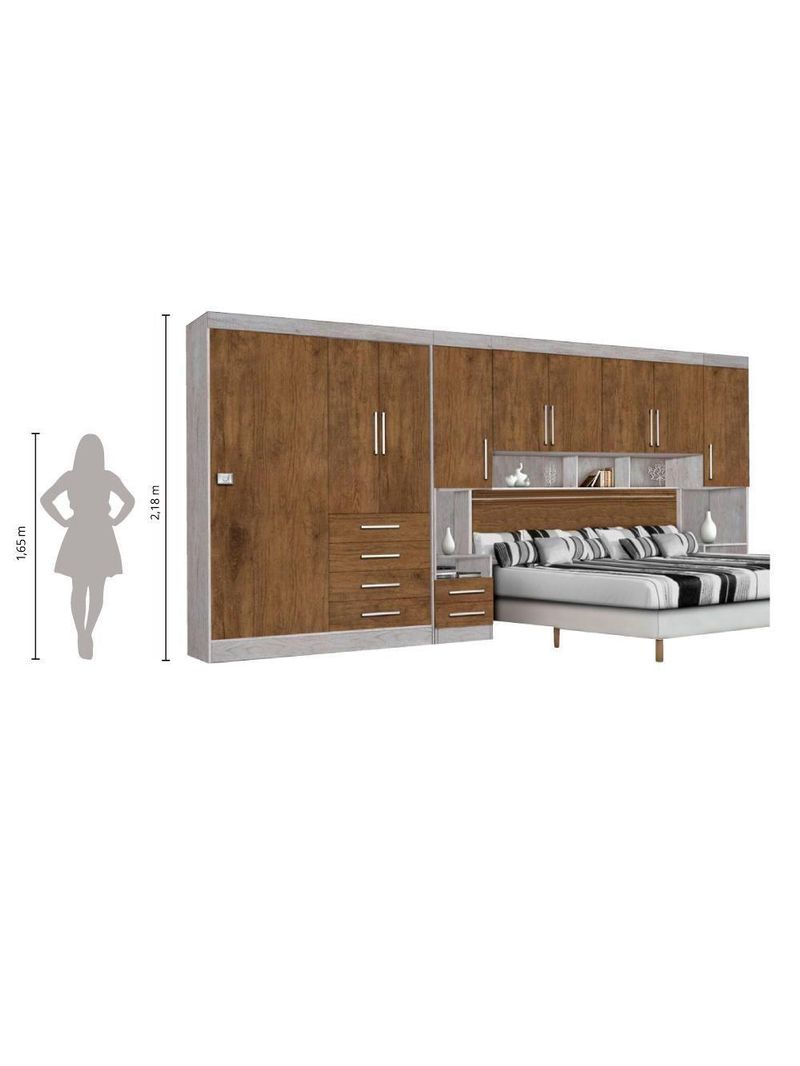Guarda-Roupas Modulado Georgia Queen JA Avelã / Jequitibá