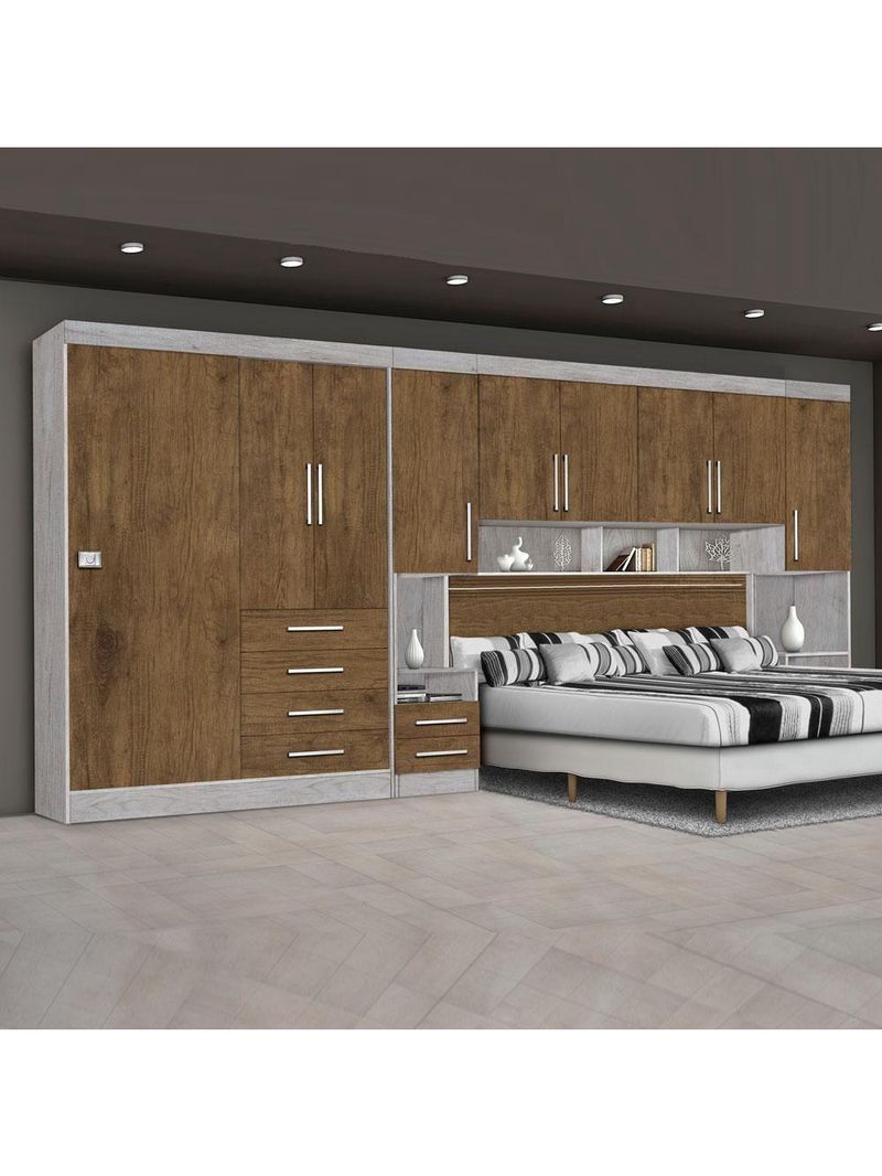 Guarda-Roupas Modulado Georgia Queen JA Avelã / Jequitibá
