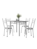 Conjunto De Mesa Sala De Jantar Com 4 Cadeiras Leia Tubular Granito 1,20m Artefamol Branco / Floral