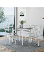 Conjunto De Mesa Sala De Jantar Com 4 Cadeiras Leia Tubular Granito 1,20m Artefamol Branco / Floral