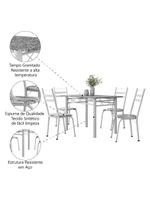 Conjunto De Mesa Sala De Jantar Com 4 Cadeiras Leia Tubular Granito 1,20m Artefamol Branco / Floral