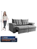 Sofá Retrátil e Reclinável Bipartido 3 Lugares 2,30m Suede Veludo Coliseu Selmer