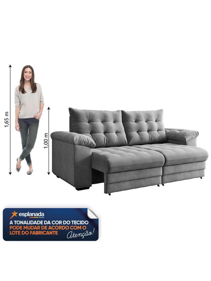 Sofá Retrátil e Reclinável Bipartido 3 Lugares 2,30m Suede Veludo Coliseu Selmer