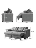 Sofá Retrátil e Reclinável Bipartido 3 Lugares 2,30m Suede Veludo Coliseu Selmer