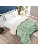 Coberdrom desenvolvido na cor Estampado Sherpa E Flannel Petit Poá King 01 Peça Manta Alta 150g - Salvia