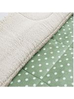 Coberdrom desenvolvido na cor Estampado Sherpa E Flannel Petit Poá King 01 Peça Manta Alta 150g - Salvia